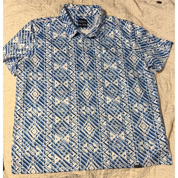 Panhandle Other - Panhandle Performance Mens XXL Blue White Aztec Southwestern Snap Polo Shirt